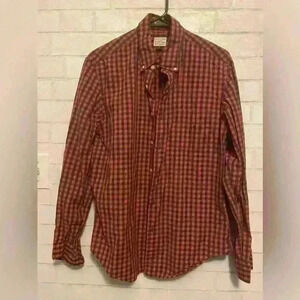 J Crew secret wash red gingham organic cotton size Medium